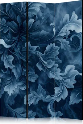 Obrázok produktu pre Jednostranný paraván Kvety 135x172 cm 3-dielny modrý