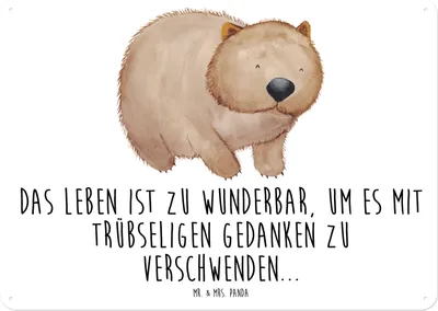 Produktbild von Mr. & Mrs. Panda Blechschild Wombat DIN A5 - Weiß - Geschenk, Magnetschild, tafel, Türschild, Wandbild, Lustige Sprüche, Australien, Motivation, Spruch, Schild