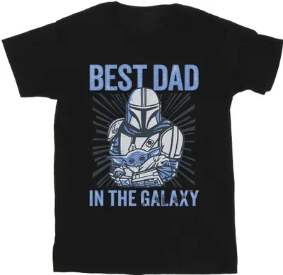 Image de Star Wars - "Mandalorian Best Dad Galaxy" T-shirt pour homme BI52005 (XL) (Noir)