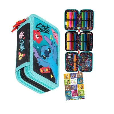 Obrázok produktu pre Peračník s 3 priehradkami - peračník pre dievčatá - peračník s 3 priehradkami, školské puzdro Stitch