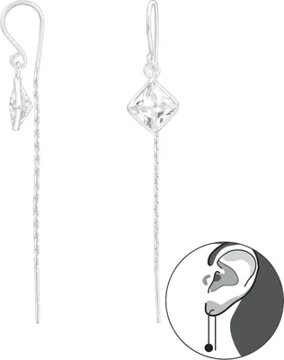 Produktbild von 925 Sterling Silber Ohrhaken Ohrhänger mit Zirkonia-Quadrat