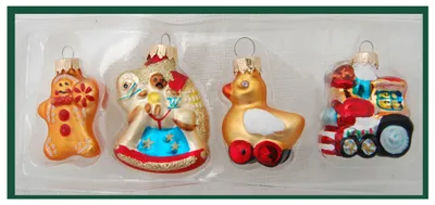 Produktbild von Krebs Glas Lauscha Weihnachtsbaumschmuck 4er Set Mini Figuren - Spielzeug - aus Glas - ca. 4 cm