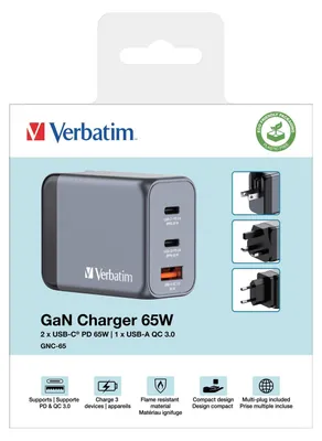 Produktbild von Verbatim GNC-65, Drinnen, AC, 20 V, Schwarz, Grau