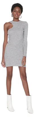 Produktbild von Trendyol Damen Design Figurbetont Bodycon Asymmetrischer Kragen Trikot Kleid, Gr