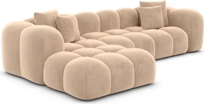 Produktbild von Samtstoff L-Form Sofa Valora Beige Links