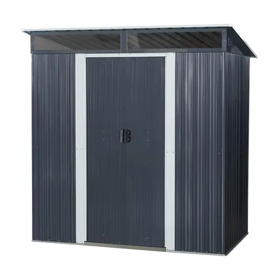 Produktbild von 4iQ Gerätehaus Metall 195x121x196 cm Geräteschuppen mit Dachfenster Anthrazit