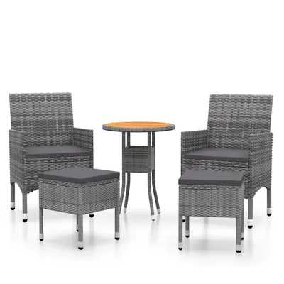 Immagine prodotto di set 5 pezzi da giardino in poly rattan grigio