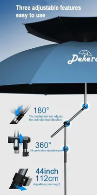 Image de Parasol de plage robuste de 220 cm avec piquets, indice UV 50, résistant aux intempéries