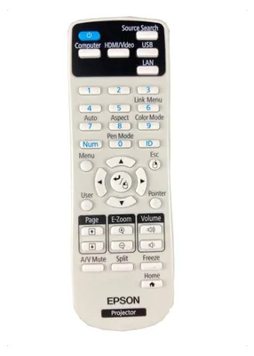 A remote control for an Epson projector, shown against a white background.