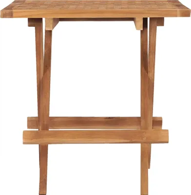 A wooden folding garden table.