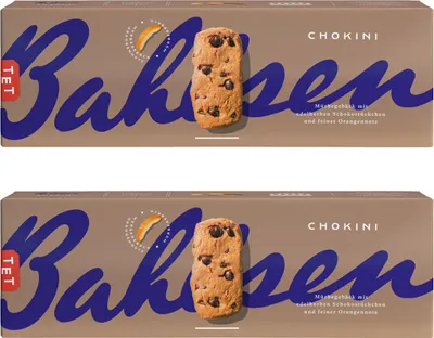 Two identical boxes of Bahlsen Chokini cookies stacked vertically.