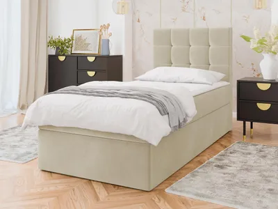 Obrázek produktu pro Kontinentální jednolůžková postel 90x200 CAROLA - béžová + topper