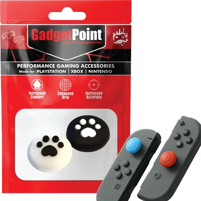 Produktbild von Thumbgrips - Thumb Grips voor Nintendo Switch Joy-Con Controllers - Gaming Thumbgrips - Performance Anti-Slip Thumbsticks - Bescherming Accessoires - Pootjes - Wit met Zwart/Zwart met Wit -
