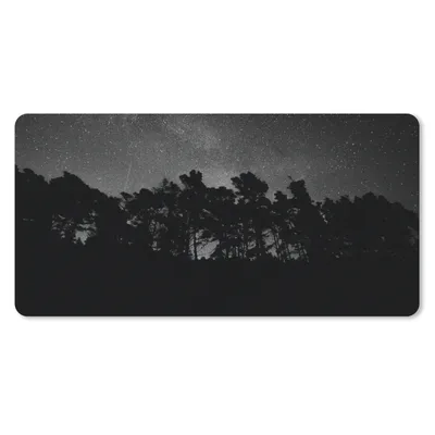 Produktbild von MuchoWow® Schreibtischunterlage Sternenhimmel - Wald - Himmel - Schwarz - Bäume 80x40 cm - XXL Mauspad - Gaming Mauspad