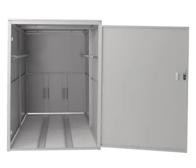 Produktbild von 2er-Fahrradgarage MCW-L56c, Gerätehaus Fahrradbox mit Ablage, abschließbar Metall 160x113x209cm hellgrau