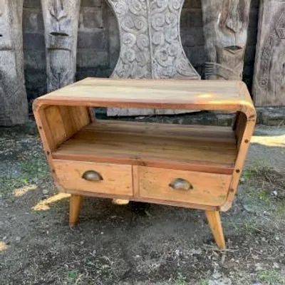 Image de Petit meuble TV avec 2 tiroirs ronds
