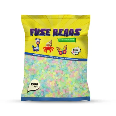 Produktbild von Benny Beads Bügelperlen 1500 Stück, Midi-Größe 5mm, Kreatives Bastelzubehör DIY Fuse Beads (Im Dunkeln leuchten)