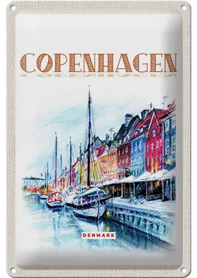 Produktbild von Blechschild Reise 20x30cm Kunst Copenhagen Denmark Boot