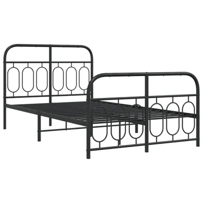 Produktbild von Bettgestell mit Kopf- und Fußteil Metall Schwarz 120x190 cm