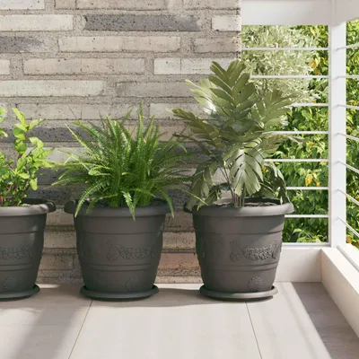 Immagine prodotto di Maison Exclusive - Vasi da fiori, set da 6 pezzi, neri, Ø 30 x 25 cm, in plastica