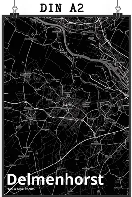 Produktbild von Mr. & Mrs. Panda Bild Delmenhorst DIN A2 - Geschenk, Stadt, drucke, Wandbild, Plakat, Dorf Karte Landkarte Map Stadtplan, Posterdruck, wanddeko