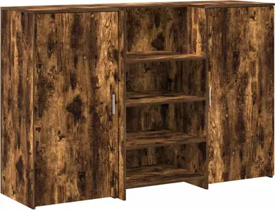 Image de vidaXL Comptoir de réception chêne fumé 155x50x103,5 cm Bois composite