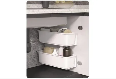 Produktbild von Famanu Schrankorganizer 2 Stück - Ausziehbare Kunststoffschubladen, Weiß