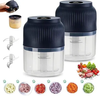Zdjęcie produktu dla Miniaturowy elektryczny siekacz o pojemności 300 ml z portem USB - idealny do siekania czosnku, cebuli, warzyw i orzechów