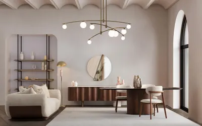 Produktbild von Esszimmer Set Esstisch 4x Stühle Kommode mit Spiegel Modern Set Essgruppe