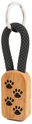 Produktbild von GIPFELWELLE Handgemachter Holz Schlüsselanhänger Kette Ring Paracord mit Gravur, 6 mm Segeltau, Damen Herren, Pfoten, Anthrazit