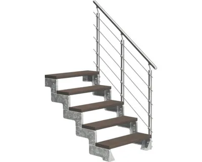 Produktbild von Aussentreppe Pertura Tallis mit Prova Geländer 5 Steigungen 100 cm dunkelbraun