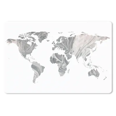 Produktbild von MuchoWow® Schreibtischunterlage Weltkarte - Farbe - Grau 60x40 cm - XXL Mauspad - Großes Mauspad