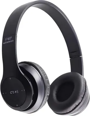 A black pair of wireless over-ear headphones.