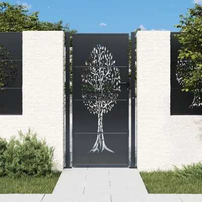 Obrázek produktu pro vidaXL Zahradní brána antracit 105x205 cm Ocelový design stromu