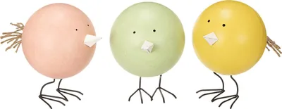 Produktbild von Fröhliche Frühlingsküken als dekorative Holzfiguren für Ostern, 3 Stück