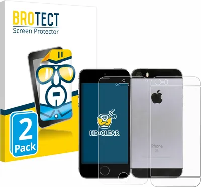 Produktbild von 2x Für Apple iPhone SE 2016 (Display+Rückseite) Schutzfolie BROTECT Displayschutz Display Schutz Folie Klar Transparent