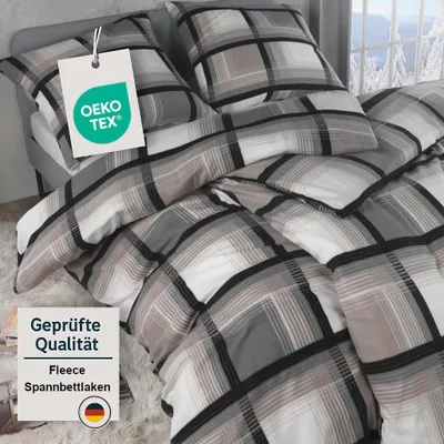 Produktbild von Dreamhome 4 teilig Warme Microfaser Thermo Fleece Bettwäsche 135x200 + Kissenbezug 80x80 für den Winter, Design - Motiv:Design 2