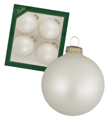 Glazen kerstballen, 4 Stück, vanille-ijs mat, 8 cm
