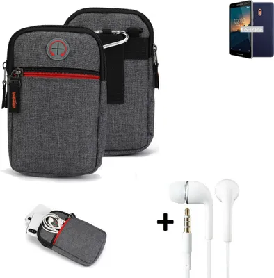 Produktbild von K-S-Trade Gürtel Tasche + Kopfhörer kompatibel mit Nokia 2.1 Handy Tasche Holster Schutz Hülle Handy Hülle grau Zusatzfächer 1x