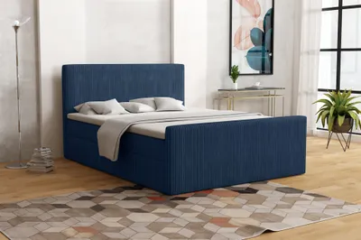 Produktbild von Boxspringbett Schlafzimmerbett IKAROS 140x200cm in Stoff Poso Dunkelblau