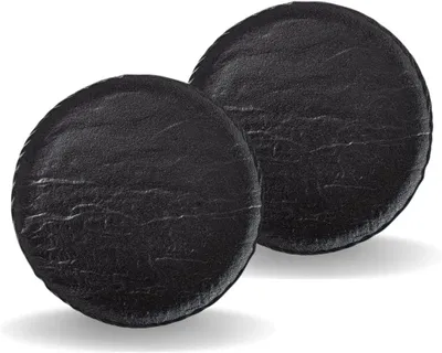 Image de Assiettes rondes en porcelaine Wilmax, 28 cm, lot de 2, noir WL-661127/A2