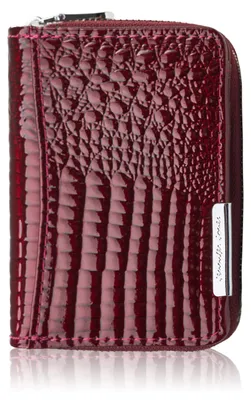 Produktbild von Damenbrieftasche aus bordeauxfarbenem Leder, Naturleder, lackiert, Kroko SP-18-CBGD