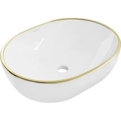 Zdjęcie produktu dla Mexen Viki umywalka nablatowa 48 x 35 cm, biała/złota rant - 21054805