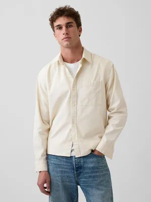 Produktbild von GAP Herren Hemd Utility Canvas XXL Beige aus Baumwoll-Leinen-Mix mit Brusttasche und lockerer Passform