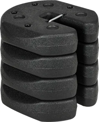 Image de Outsunny Lot de 4 poids de lestage circulaire pour tonnelle barnum tente avec broches de renforcement et corde de transport HDPE noir