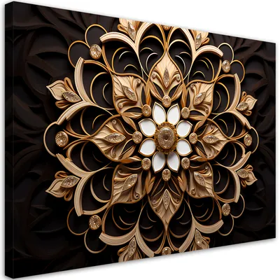 Produktbild von Leinwandbild Goldene 3D-Blume 120x80 Feeby Beige bild für die wand bereit zum aufhängen