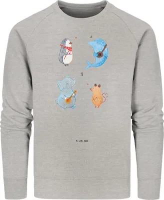 Produktbild von Mr. & Mrs. Panda Baumwoll Pullover Big Band Größe XXL - Heather Grey - Geschenk, Musik, Elefant, Maus, Lustige Sprüche, Sweater, Pulli, Hund, Pinguin, Sweatshirt