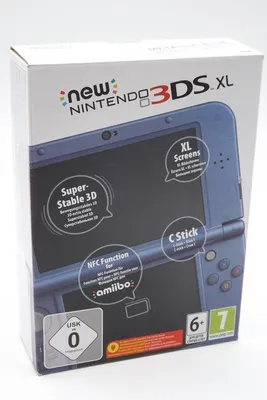 The image shows the retail packaging of a New Nintendo 3DS XL.