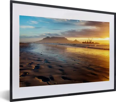 Produktbild von MuchoWow® MuchoWow® Gerahmtes Poster Sonnenuntergang über dem Tafelberg in Kapstadt 40x30 cm - Poster mit zchwarzem Bilderrahmen - Bilderrahmen - Poster im Rahmen