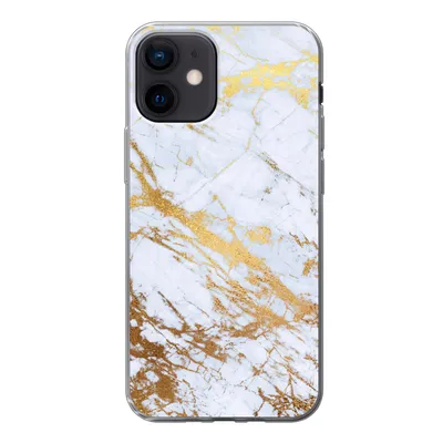 Produktbild von MuchoWow® Handyhülle Schutzhülle Hülle für iPhone 12 Marmor - Gold - Weiß - Luxe - Marmoroptik - Glitzer Silikon Softcase Handy Hülle - Schutzhülle